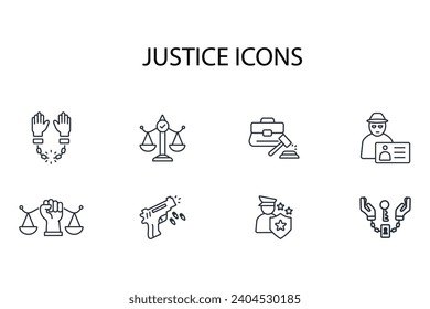 Justizsymbol set.vector.editable stroke.linear style sign for use web design,logo.Symbol illustration.