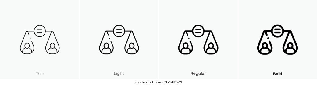 justice icon. Thin, Light Regular And Bold style design isolated on white background