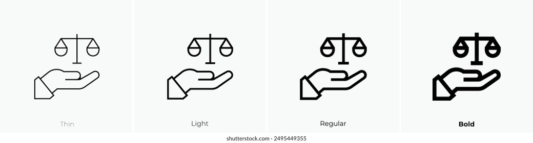 justice icon. Thin, Light Regular And Bold style design isolated on white background