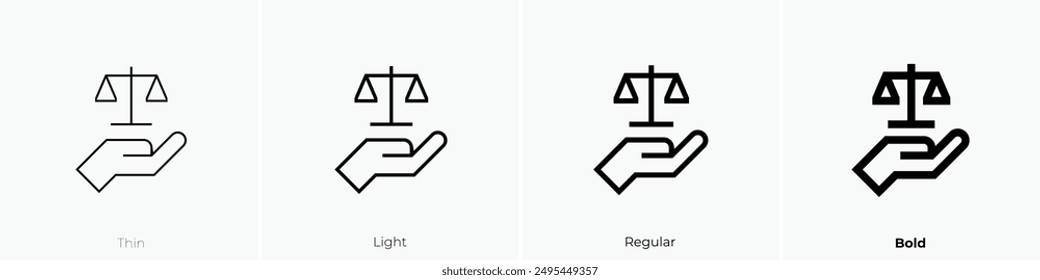 justice icon. Thin, Light Regular And Bold style design isolated on white background