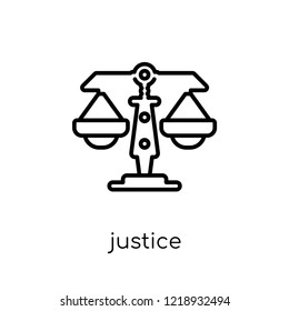 Justice icon. Trendy modern flat linear vector Justice icon on white background from thin line law and justice collection, editable outline stroke vector illustration