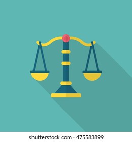Justice icon , Vector flat long shadow design.