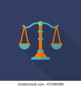 Justice icon , Vector flat long shadow design.