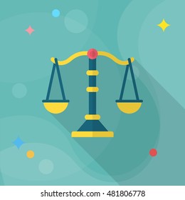 Justice icon , Vector flat long shadow design.
