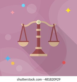 Justice icon , Vector flat long shadow design.