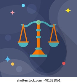Justice icon , Vector flat long shadow design.
