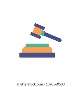ilustración vectorial de icono de justicia. diseño de estilo plano de icono de mallet. icono coloreado