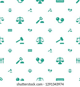 justice icons pattern seamless white background. Included editable filled auction hummer, scales, equalizer, ball chain icons. justice icons for web and mobile.