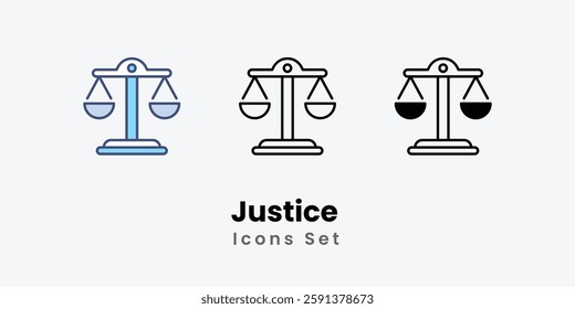 Justice icons set vector stock illustration