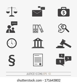 Justice icons, vector.