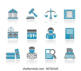 Justice And Judicial System Icons - Vector Icon Set