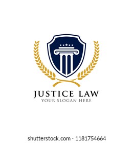 justice law badge logo design template. emblem of attorney logo vector design