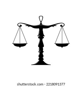 Justice and law balancing scales isolated notary and judgment symbol. Vector libra principal laws, antique measuring device, Beam weight scales