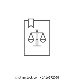 Justice law book outline icon. Elements of Law illustration line icon. Signs, symbols and vectors can be used for web, logo, mobile app, UI, UX
