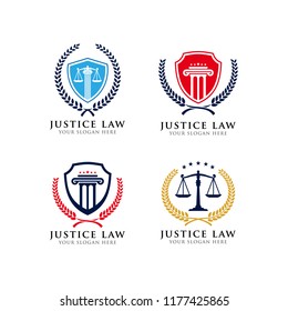 Justice law emblem logo design template