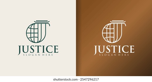 Justice Law Firm Consulting Logo. J initial monogram symbol with globe