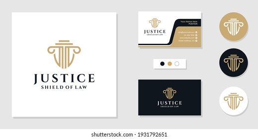 Justice law firm logo and business card design template inspiration