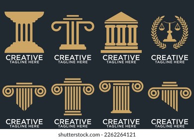 Justice law firm logo and business design. gold, firm, law, icon justice, business, Premium Vector