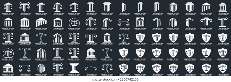 Justice law firm logo and white logo, black background, firm, law, icon justice, Premium Vector
