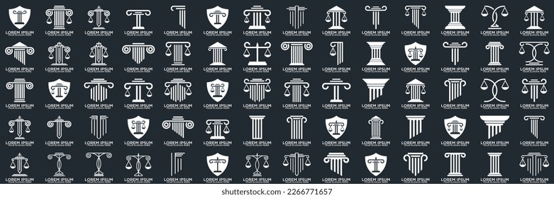 Justice law firm logo and white logo, black background, firm, law, icon justice, Premium Vector