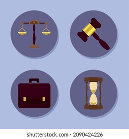 justice and law icon set