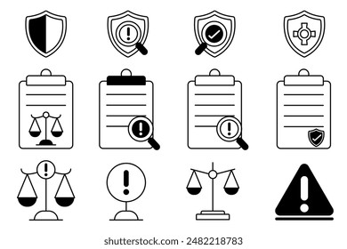 Justice and law icon set collection