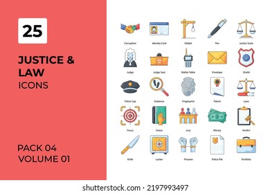 Justice and Law icons collection. Set contains such Icons as Justice and Law, agreement, attorney, balance and more