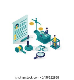 Justice And Law Isometric Illustration, Law Firm Isometric Illustration,