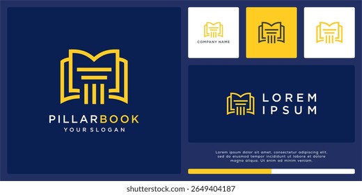 Justice and law logo design with pillar and book concept