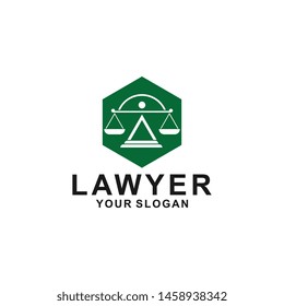justice law logo design template. attorney logo with pillar and star shape illustration