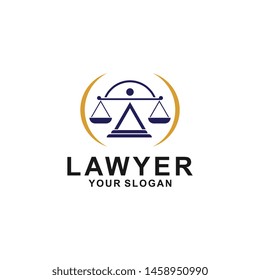 justice law logo design template. attorney logo with pillar and star shape illustration