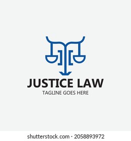 Justice law logo design template. Vector illustration