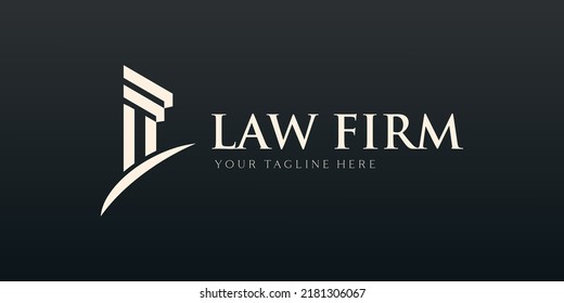 justice law logo design template. attorney logo with pillar and star shape illustration