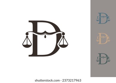 justice law logo with letter d logo design concept