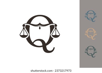 justice law logo with letter q logo design concept