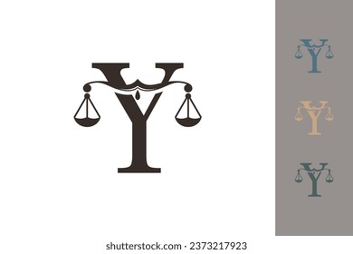 justice law logo with letter y logo design concept