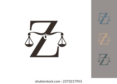 justice law logo with letter z logo design concept