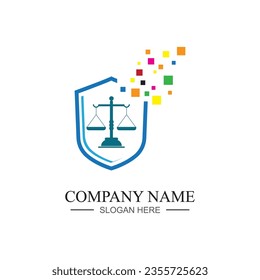 diseño de iluminación vectorial de plantillas de logotipo de ley de justicia
