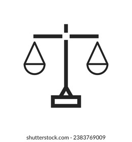 Icono De Escala De La Ley De Justicia, Símbolo De Juicio Y Castigo, Signo De Justicia Y Judicial, Icono De Línea De Balanza Mecánica Antigua, Ilustración Del Vector De Reglas De Igualdad De Derechos De La Firma De Ley