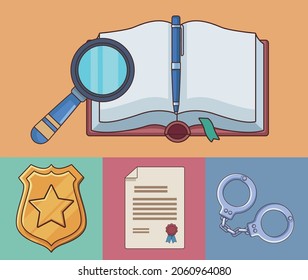justice law set four icons