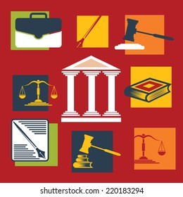 Justice and law. Vector icons.Flat design