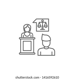 Justice lawyer outline icon. Elements of Law illustration line icon. Signs, symbols and vectors can be used for web, logo, mobile app, UI, UX