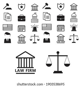 Justice and lawyer service banners set. Lawyer flat vector illustration