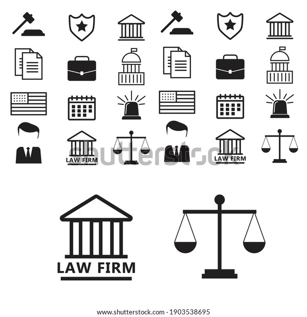 Justice and lawyer service banners set.\
Lawyer flat vector\
illustration