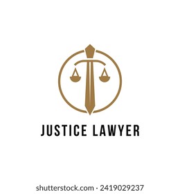justice lawyer with sword logo design idea