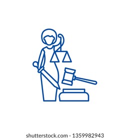 Justice line icon concept. Justice flat  vector symbol, sign, outline illustration.