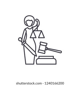 Justice line icon concept. Justice vector linear illustration, symbol, sign