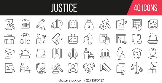 Justice line icons collection. Set of simple icons. Vector illustration