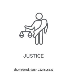 Justice linear icon. Modern outline Justice logo concept on white background from law and justice collection. Suitable for use on web apps, mobile apps and print media.