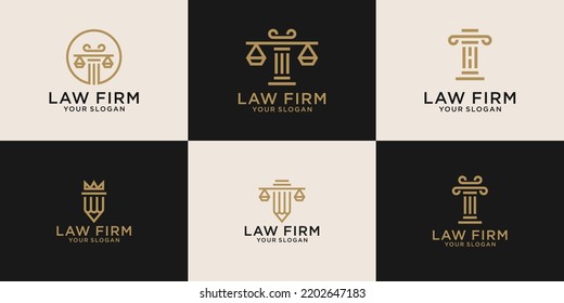 justice logo design collection, law, court, courthouse,